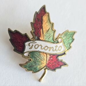 Vintage brooch Toronto Canada Leaf Travel Souvenir Pin